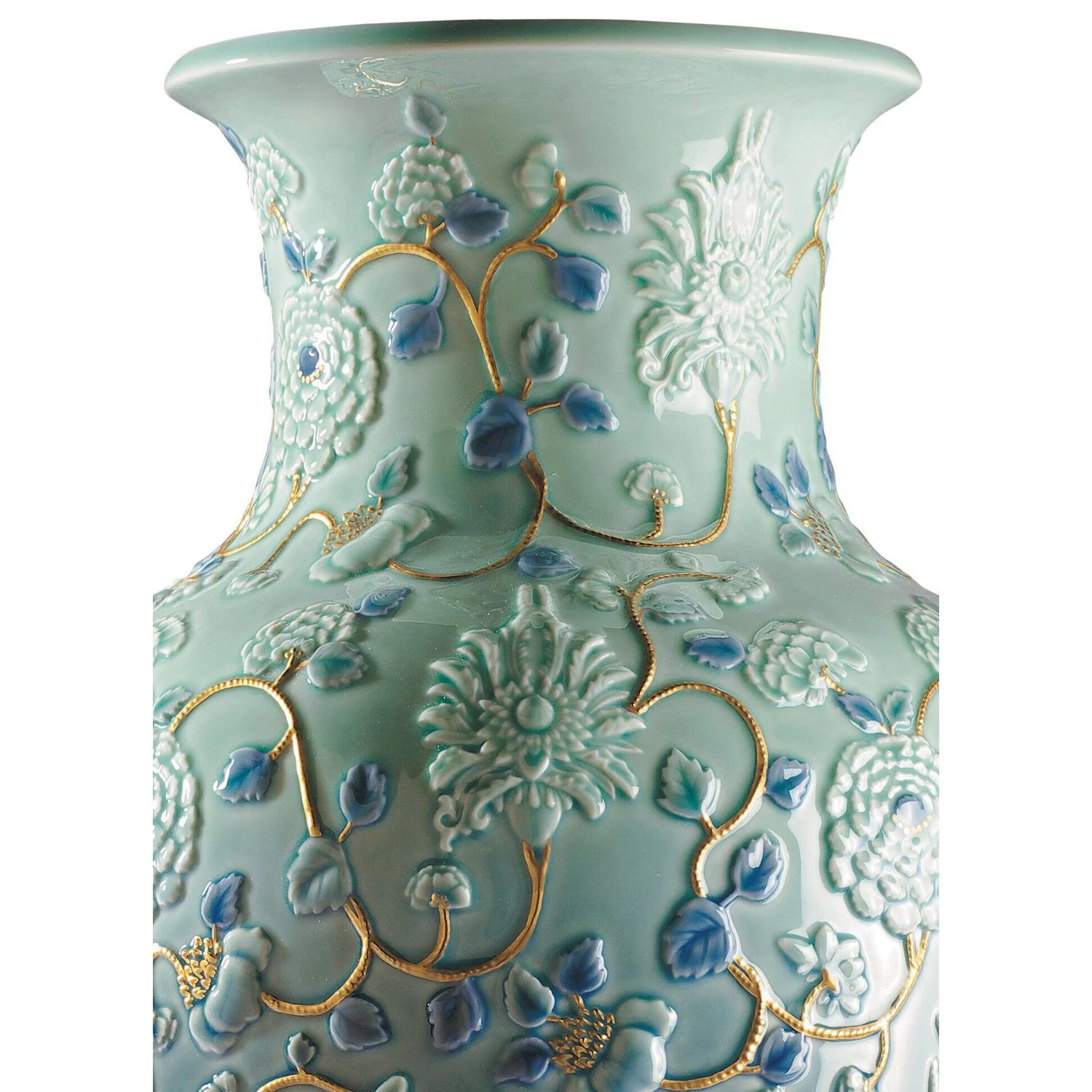 LLADRO' Vaso Peonie Lustro Oro 42x24cm Porcellana - Image 6