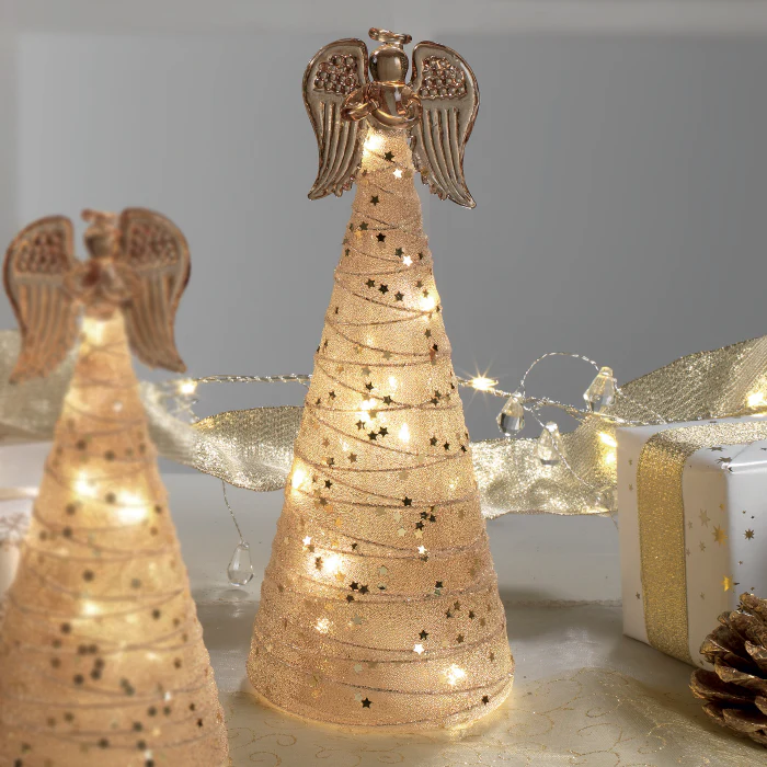 MASCAGNI CASA Angelo di Natale in Vetro con LED 23cm Arancione - Image 2