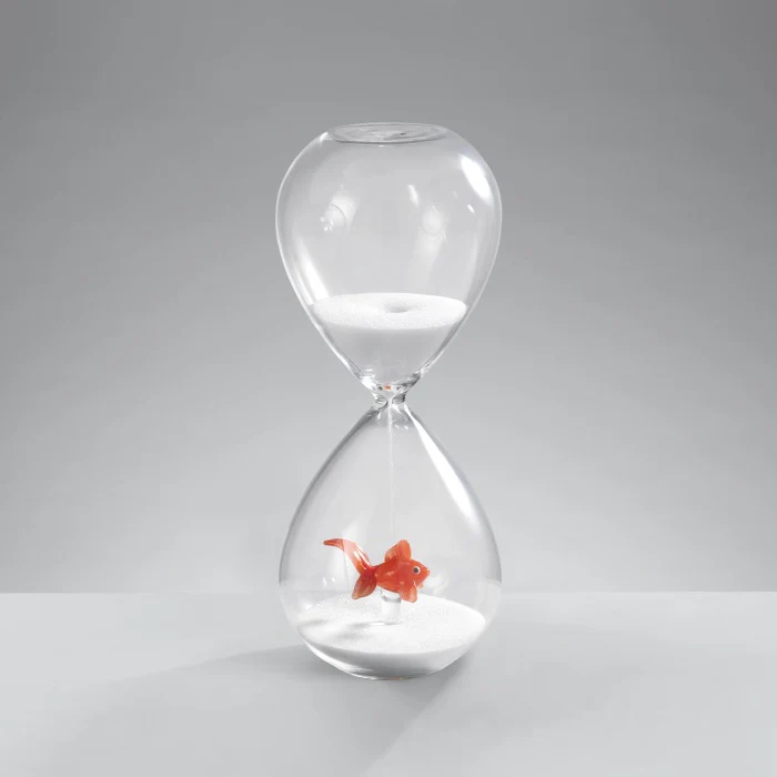 MASCAGNI CASA Clessidra con Pesce Rosso 20cm in Vetro