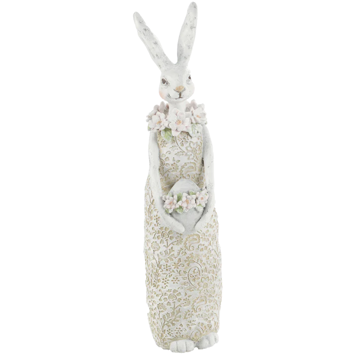 MASCAGNI CASA Coniglio di Pasqua in Resina 30cm Decorazione Pasquale Bianco