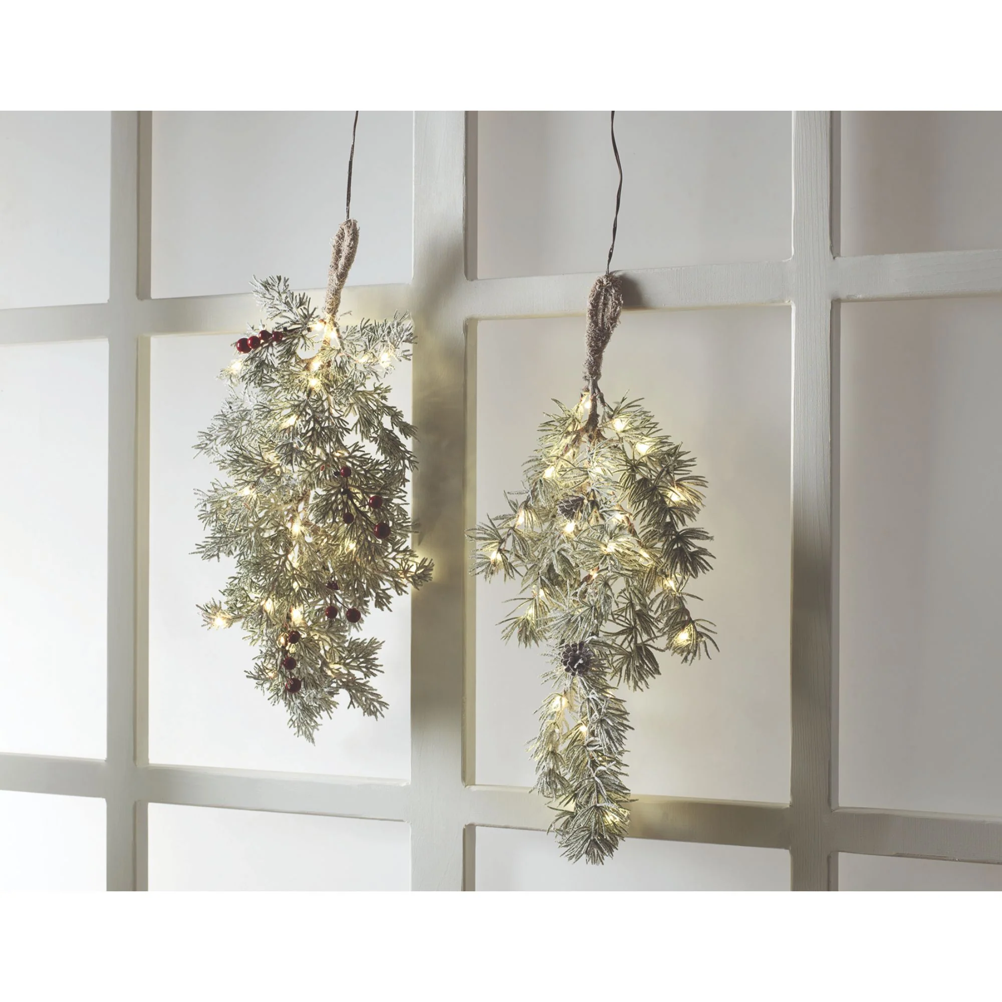 MASCAGNI CASA - Ramo Abete Natale H 50 cm c/ 40 Luci e Bacche Addobbi Natalizi - Image 2