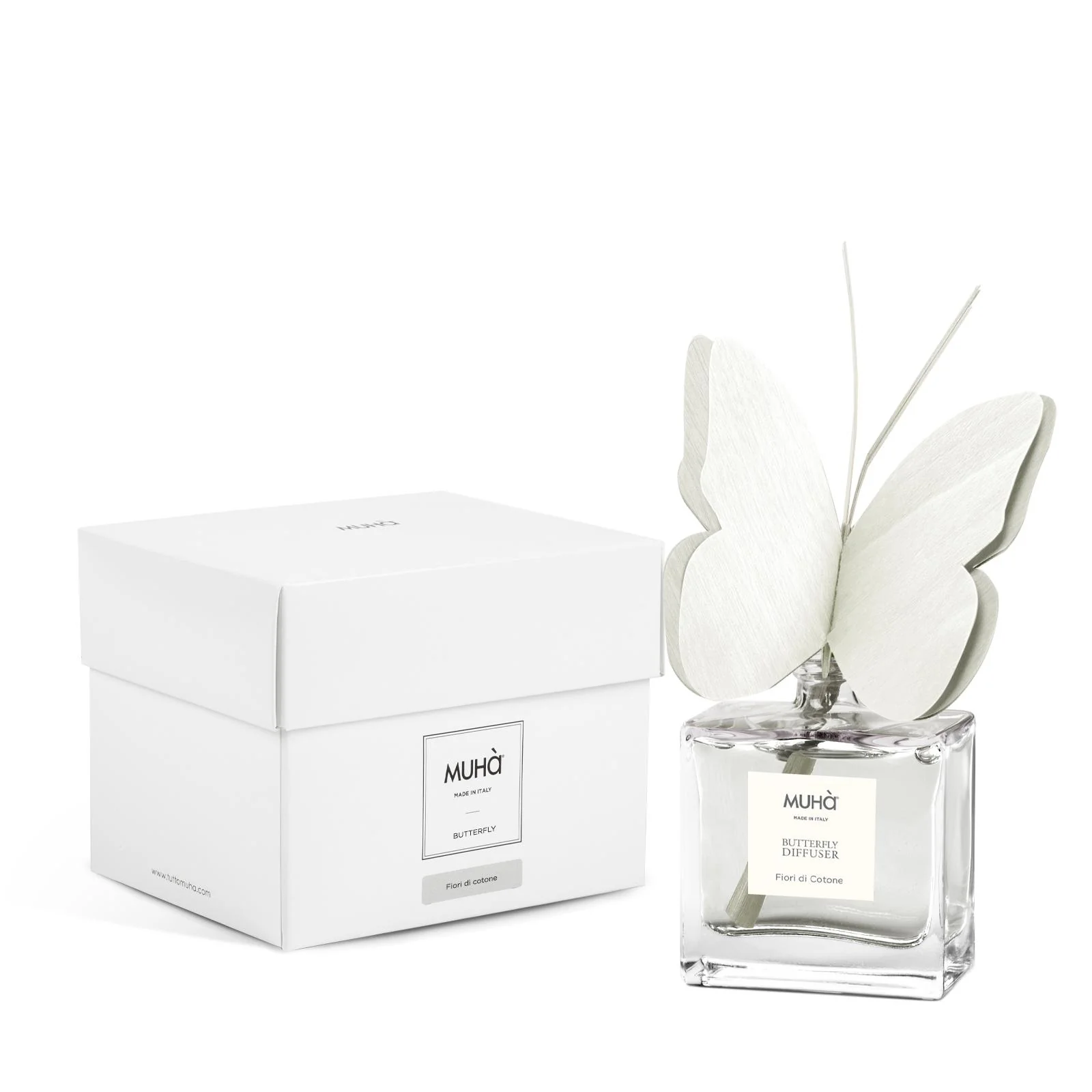 MUHA'  Profumatore D'Ambiente Diffusore Butterfly 50ml Fiori di Cotone - Image 2