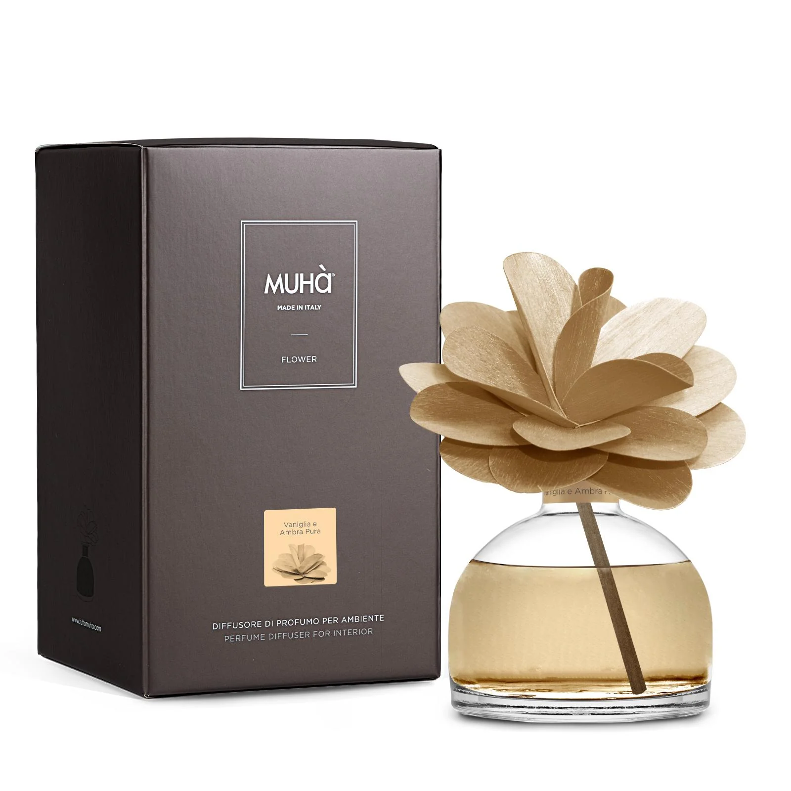 MUHA' Profumatore d'Ambiente Diffusore Flower 200ml Vaniglia e Ambra Pura - Image 2