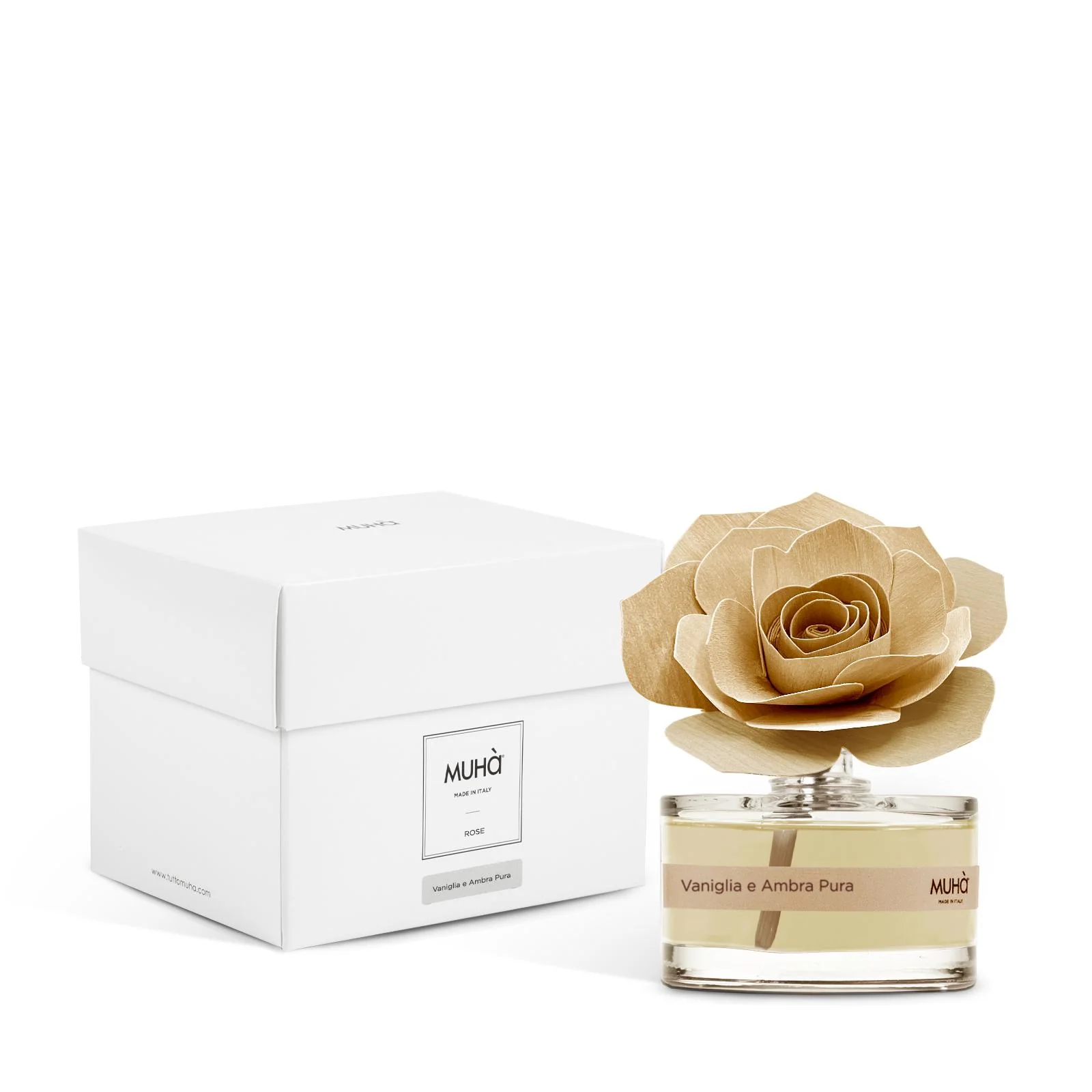 MUHA' Profumatore D'Ambiente Diffusore Rosa 50ml Vaniglia e Ambra Pura - Image 2