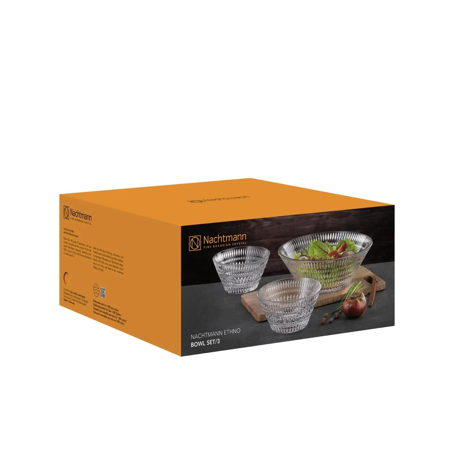 NACHTMANN Ethno Set 3 Ciotole Coppe Insalatiere 16,5/27,5cm Cristallo - Image 4