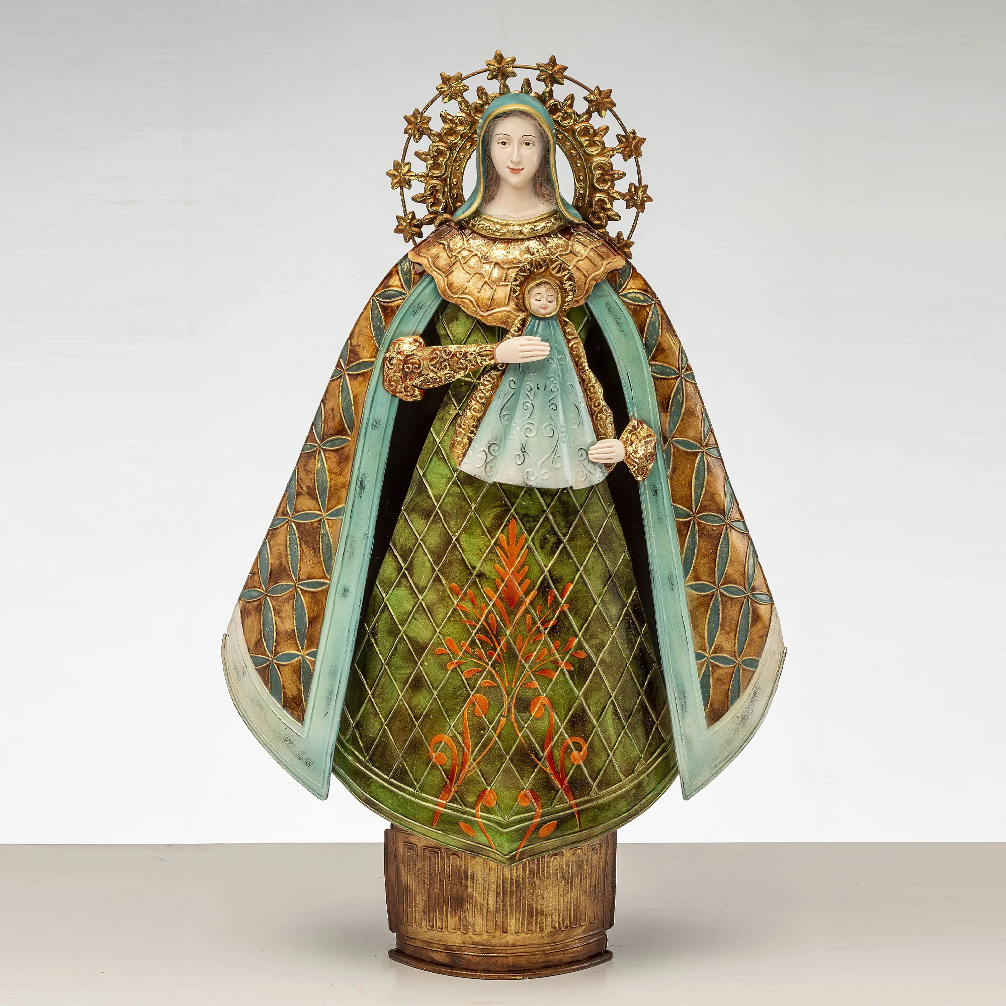 NOEL by Lamart Madonna con Bambino in Metallo 58cm Verde Decorazione di Natale - Image 2