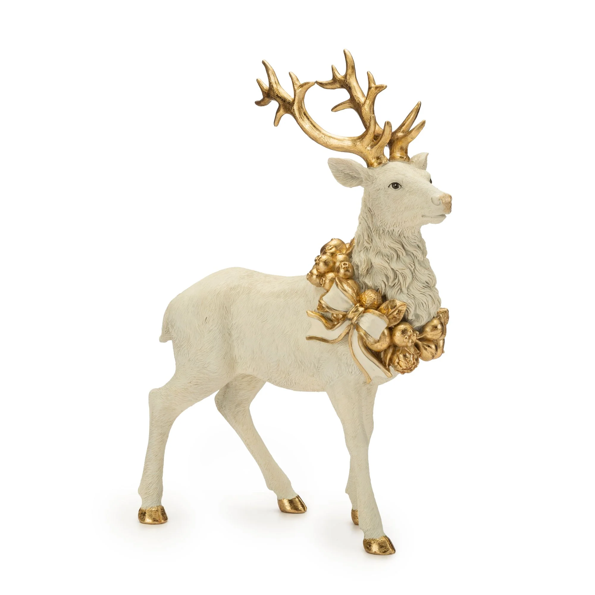 NOEL by Lamart - Renna Resina 32 cm Bianco Oro Decorazione Natale 1022167 - Image 2