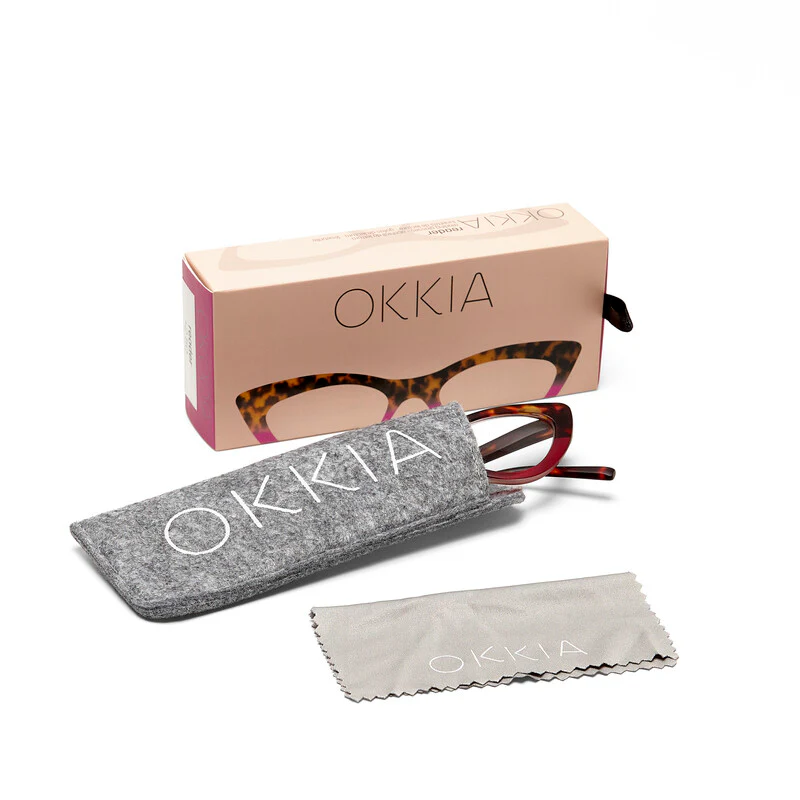 OKKIA Adriana Small Cat Eye Occhiali da Lettura Donna Avana Rosa +3.00 - Image 4