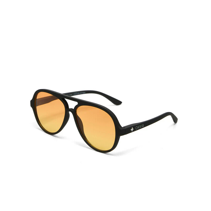 OKKIA Alessio Occhiali da Sole Unisex Goccia Bianco Nero Lenti Gialle - Image 7