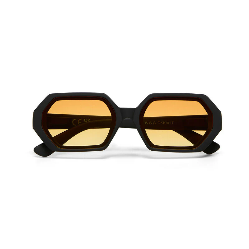 OKKIA Andrea Occhiali da Sole Unisex Esagonale Nero Gradiente Giallo