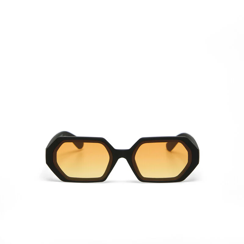 OKKIA Andrea Occhiali da Sole Unisex Esagonale Nero Gradiente Giallo - Image 6