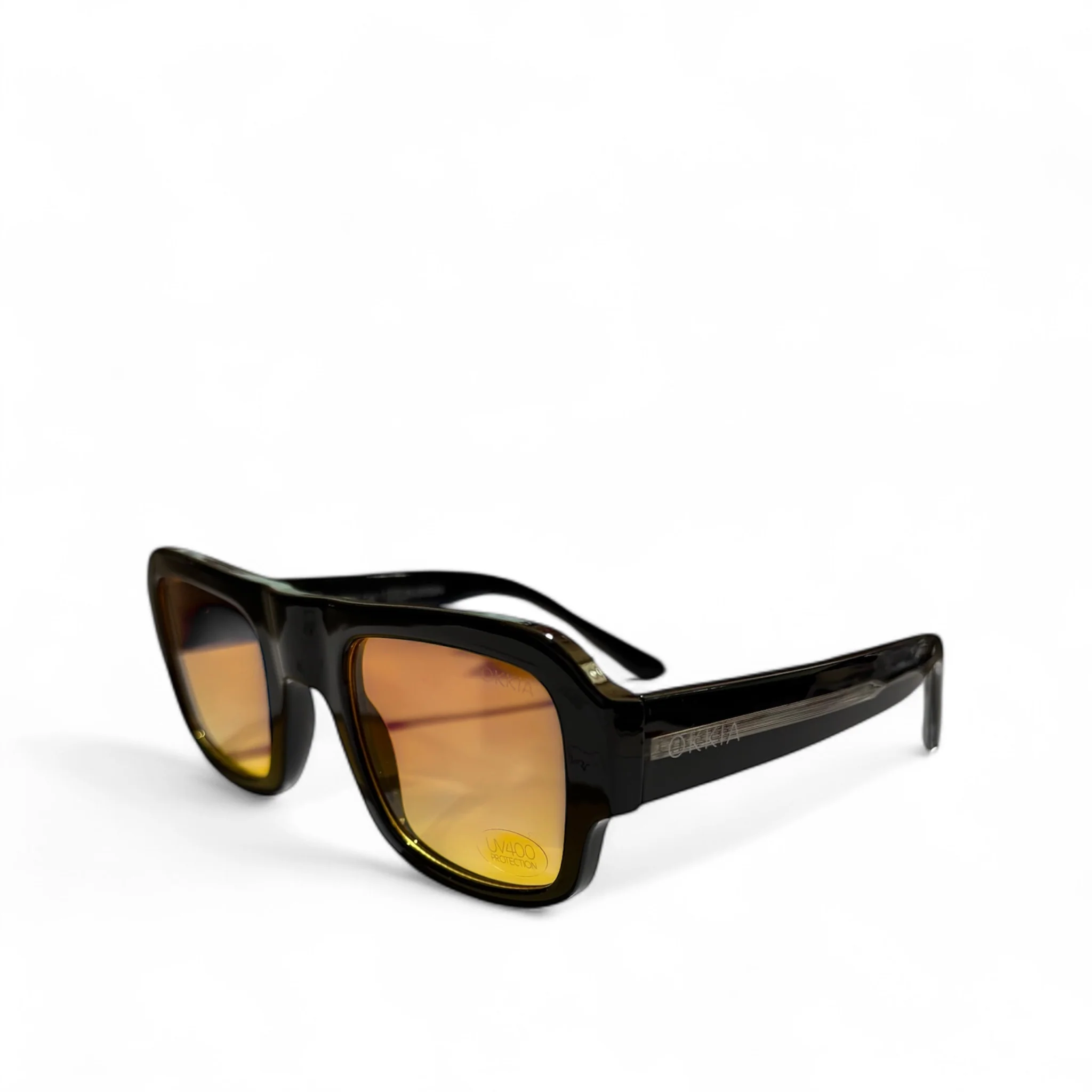 OKKIA Atene Occhiali da Sole Unisex Nero Lenti Arancio - Image 2
