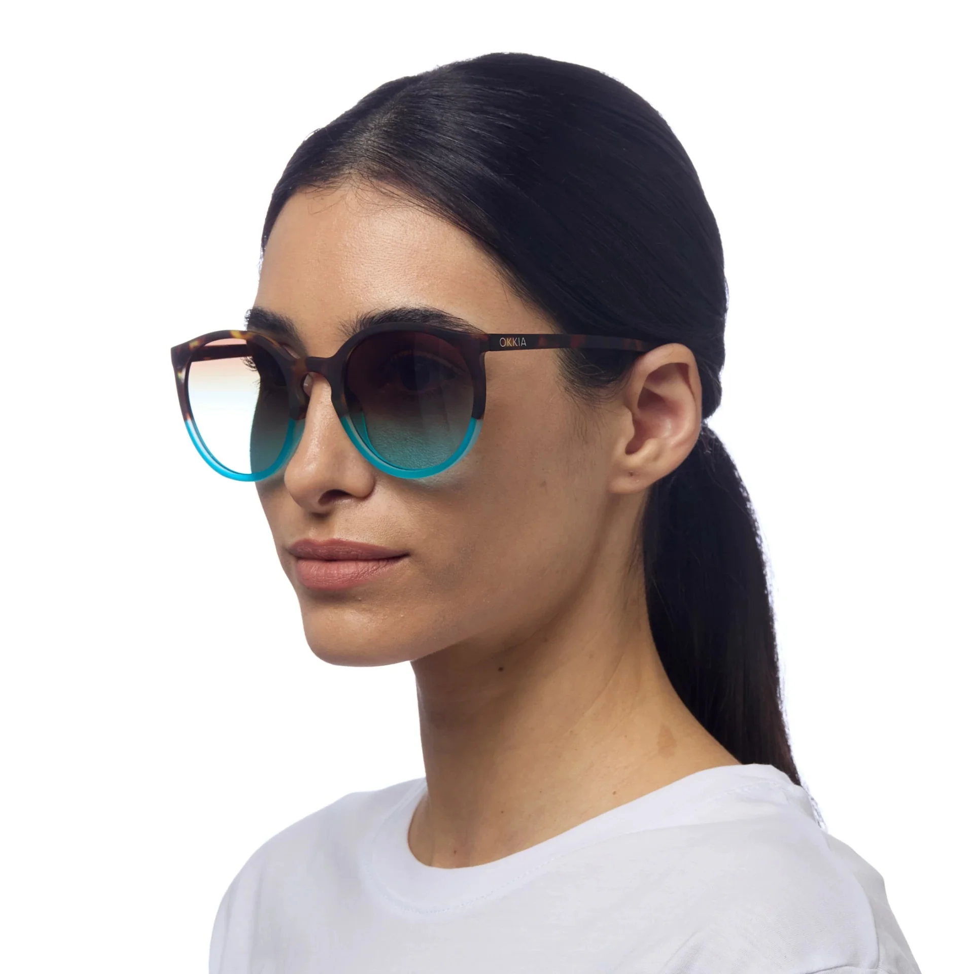 OKKIA Berlino Occhiali da Sole Donna Avana Blu - Image 3