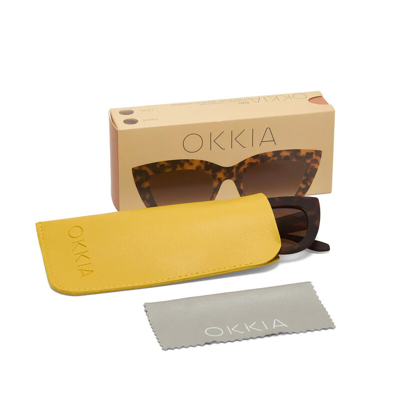 OKKIA Claudia Occhiali da Sole Donna Big Cat Eye Avana - Image 7