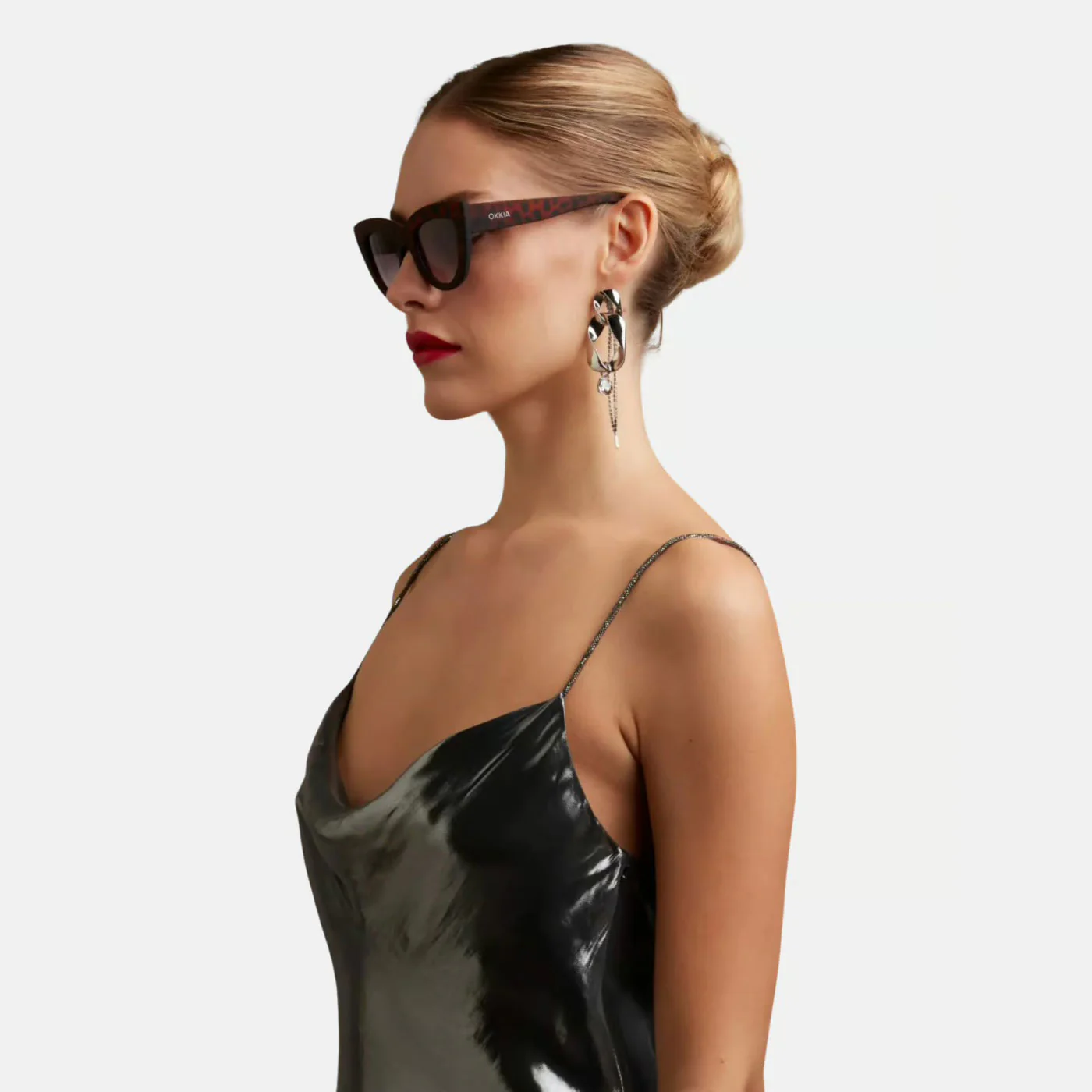 OKKIA Claudia Occhiali da Sole Donna Big Cat Eye Tartarugati - Image 3