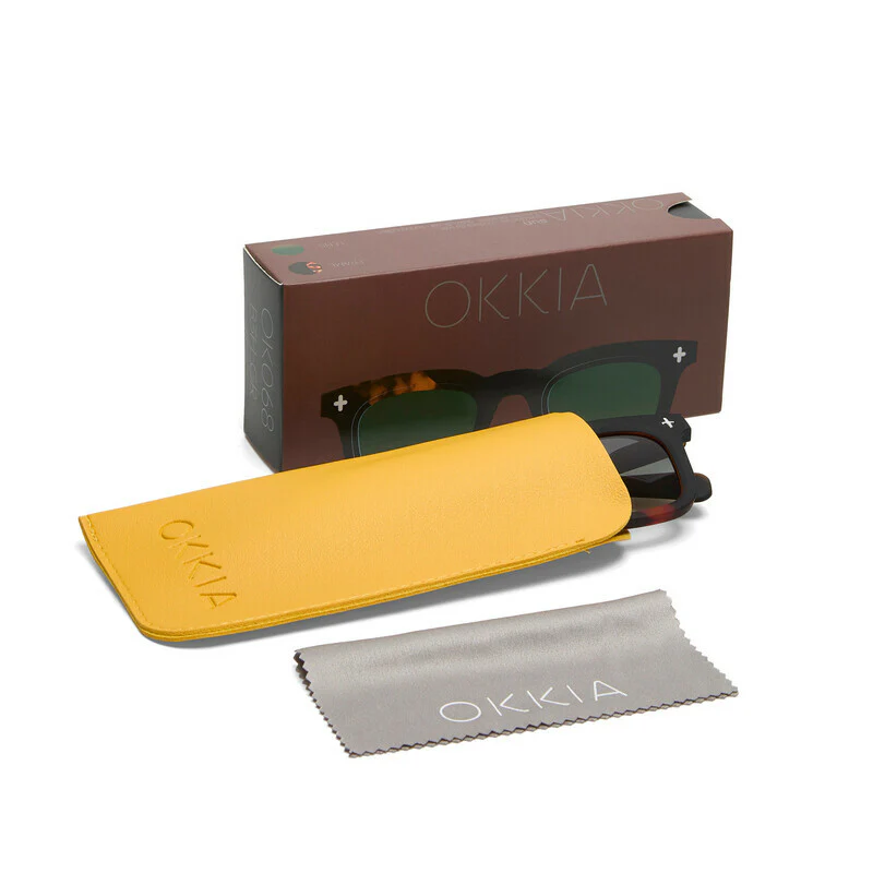 OKKIA Firenze Occhiali da Sole Unisex Rotondo Avana Nero Lenti Verdi - Image 9