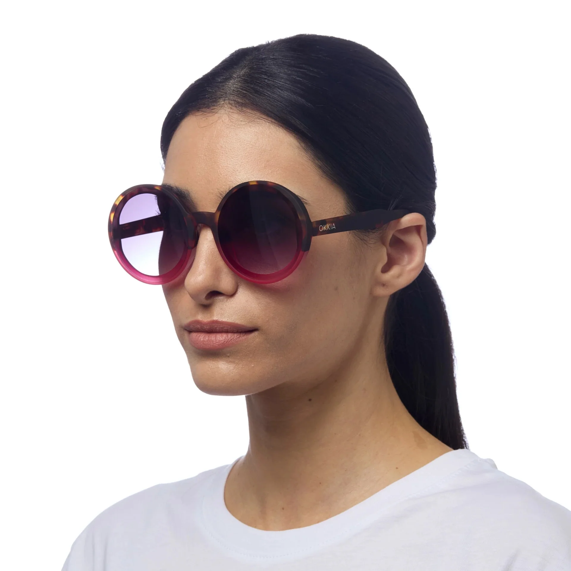 OKKIA Monica Occhiali da Sole Donna Tondi Avana Rosa - Image 3