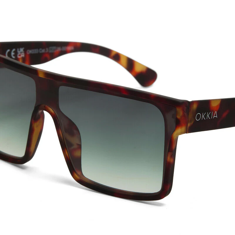 OKKIA Tokyo Occhiali da Sole Unisex Squadrato Avana Verde - Image 8