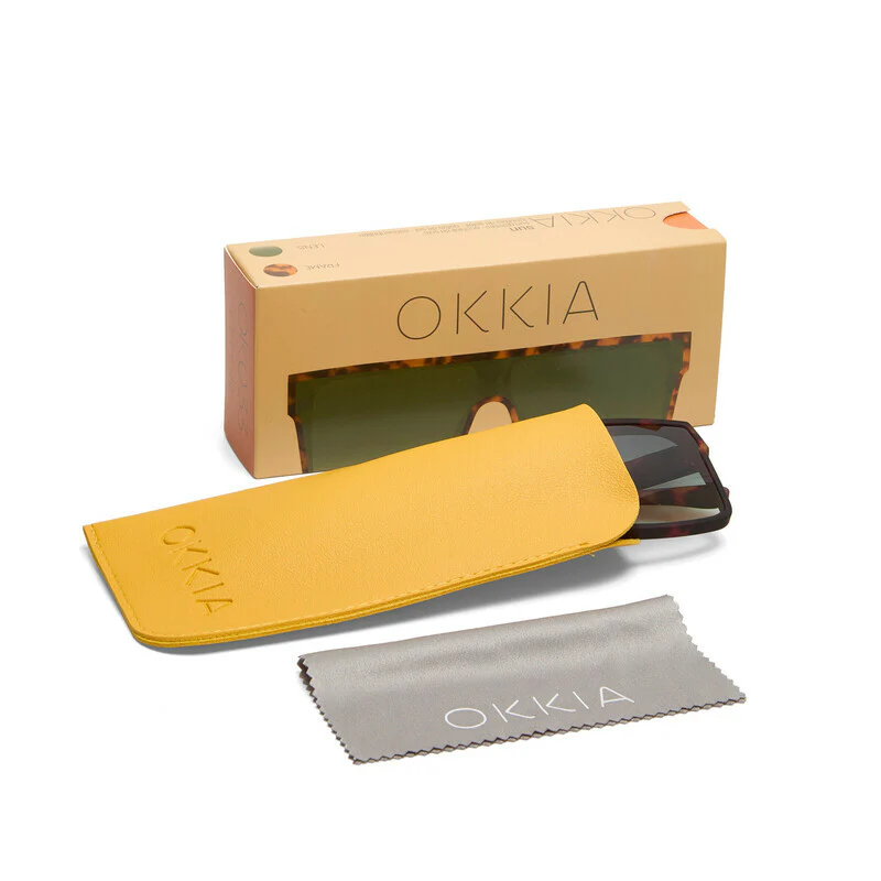 OKKIA Tokyo Occhiali da Sole Unisex Squadrato Avana Verde - Image 9