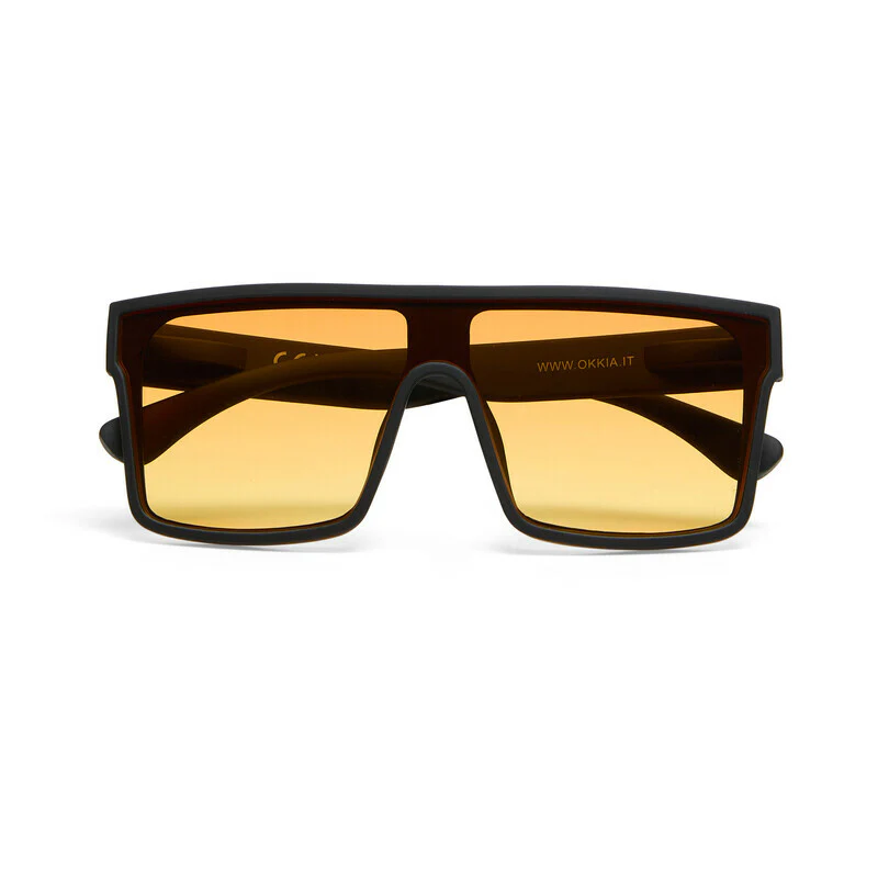 OKKIA Tokyo Occhiali da Sole Unisex Squadrato Nero Gradiente Giallo