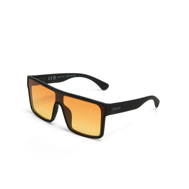 OKKIA Tokyo Occhiali da Sole Unisex Squadrato Nero Gradiente Giallo - Image 7