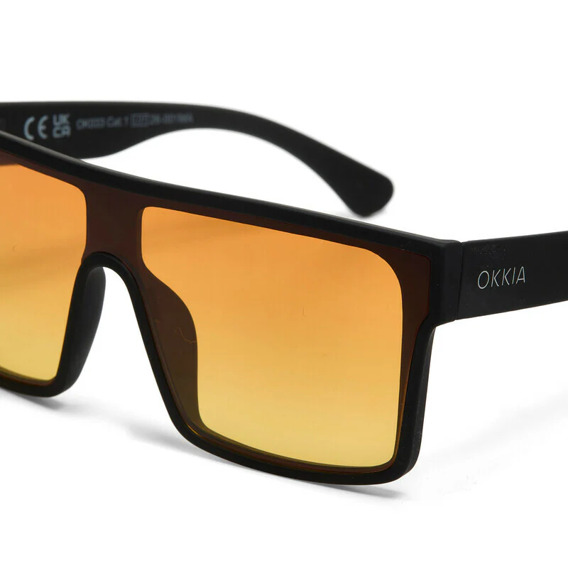 OKKIA Tokyo Occhiali da Sole Unisex Squadrato Nero Gradiente Giallo - Image 8