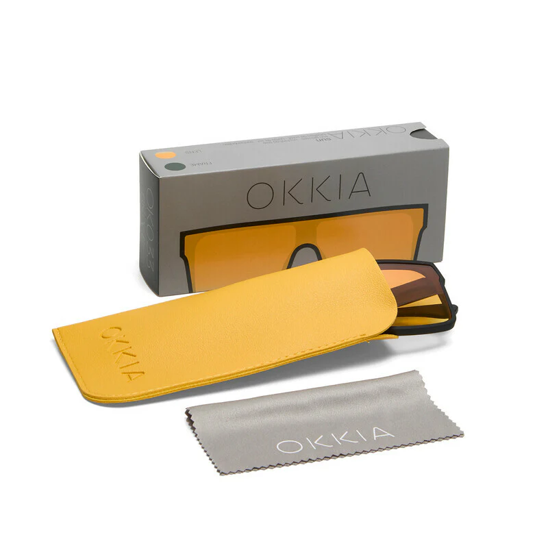 OKKIA Tokyo Occhiali da Sole Unisex Squadrato Nero Gradiente Giallo - Image 9