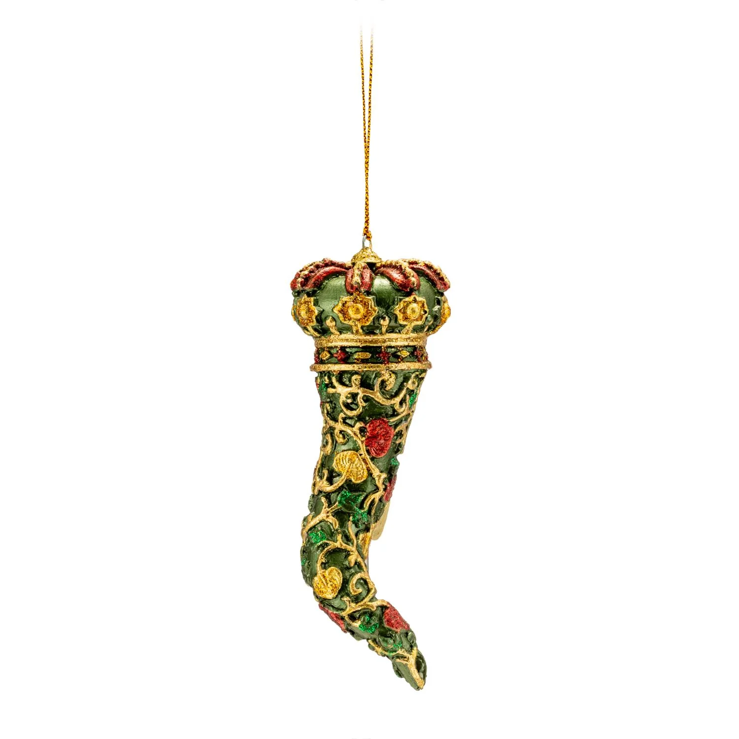 PALAIS ROYAL Addobbo Natalizio Cornetto Portafortuna 15cm Verde Resina