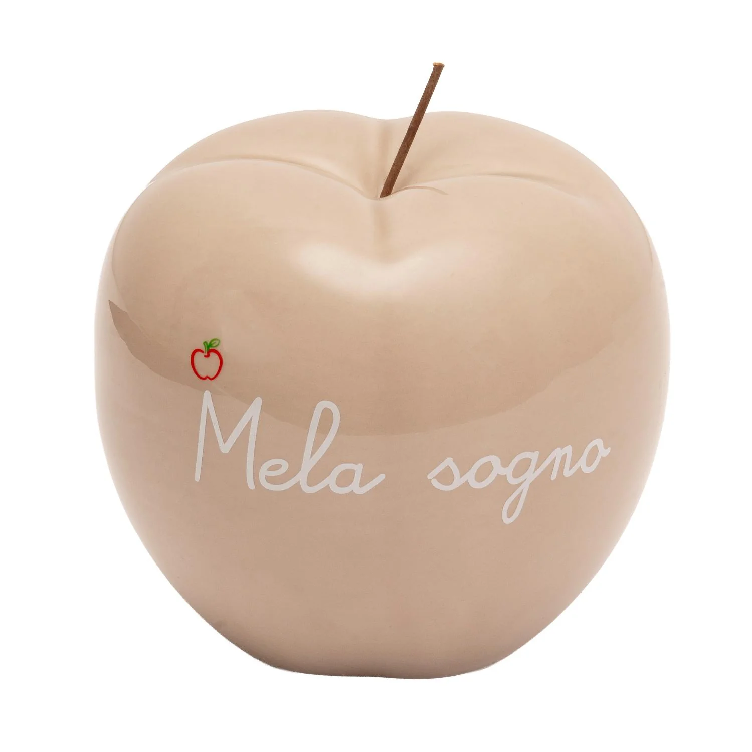 PALAIS ROYAL Mela Decorativa Tortora con Testo "Mela Sogno" 15cm