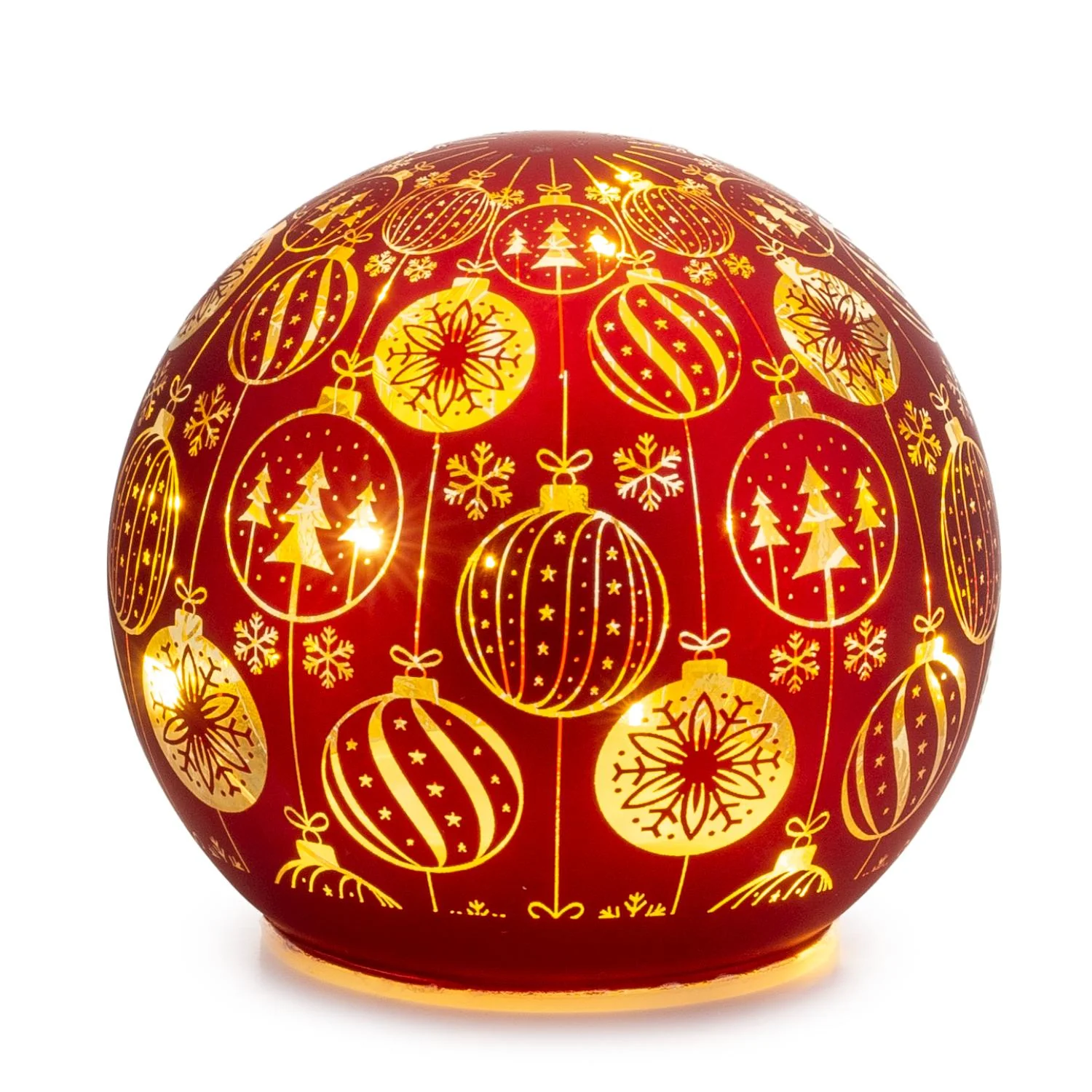 PALAIS ROYAL Palla di Natale Rossa con LED Decorazione Natalizia 12cm Vetro