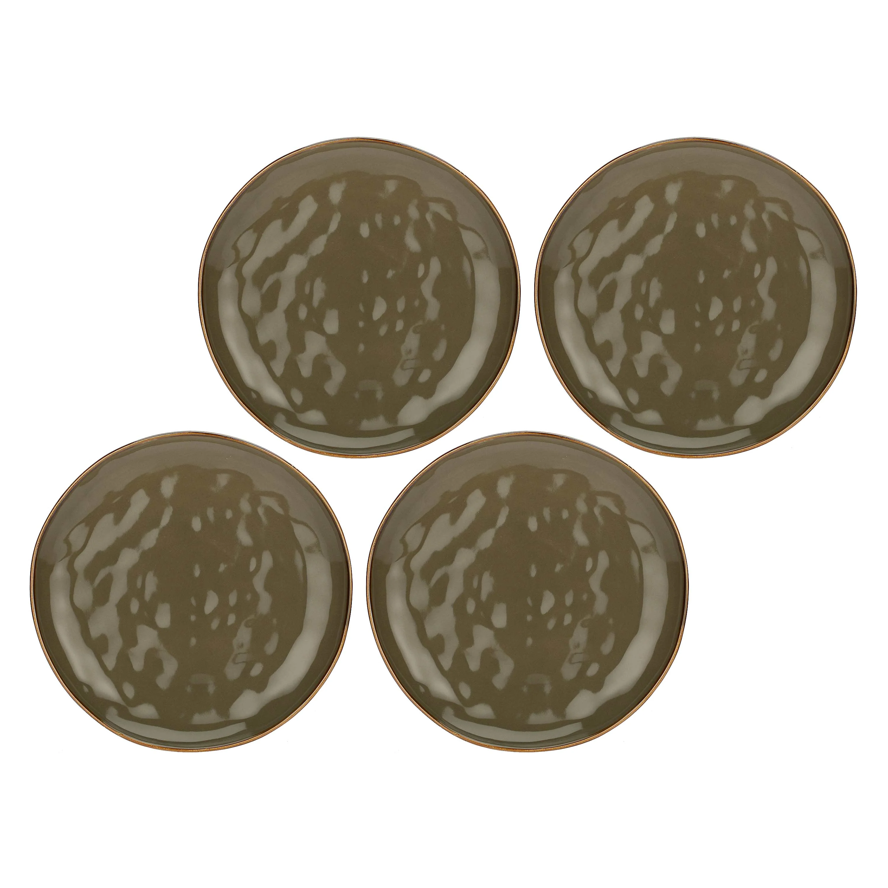 ROSE & TULIPANI Concerto Piatto Piano Grigio Tortora 27cm Set 4 Pezzi Stoneware