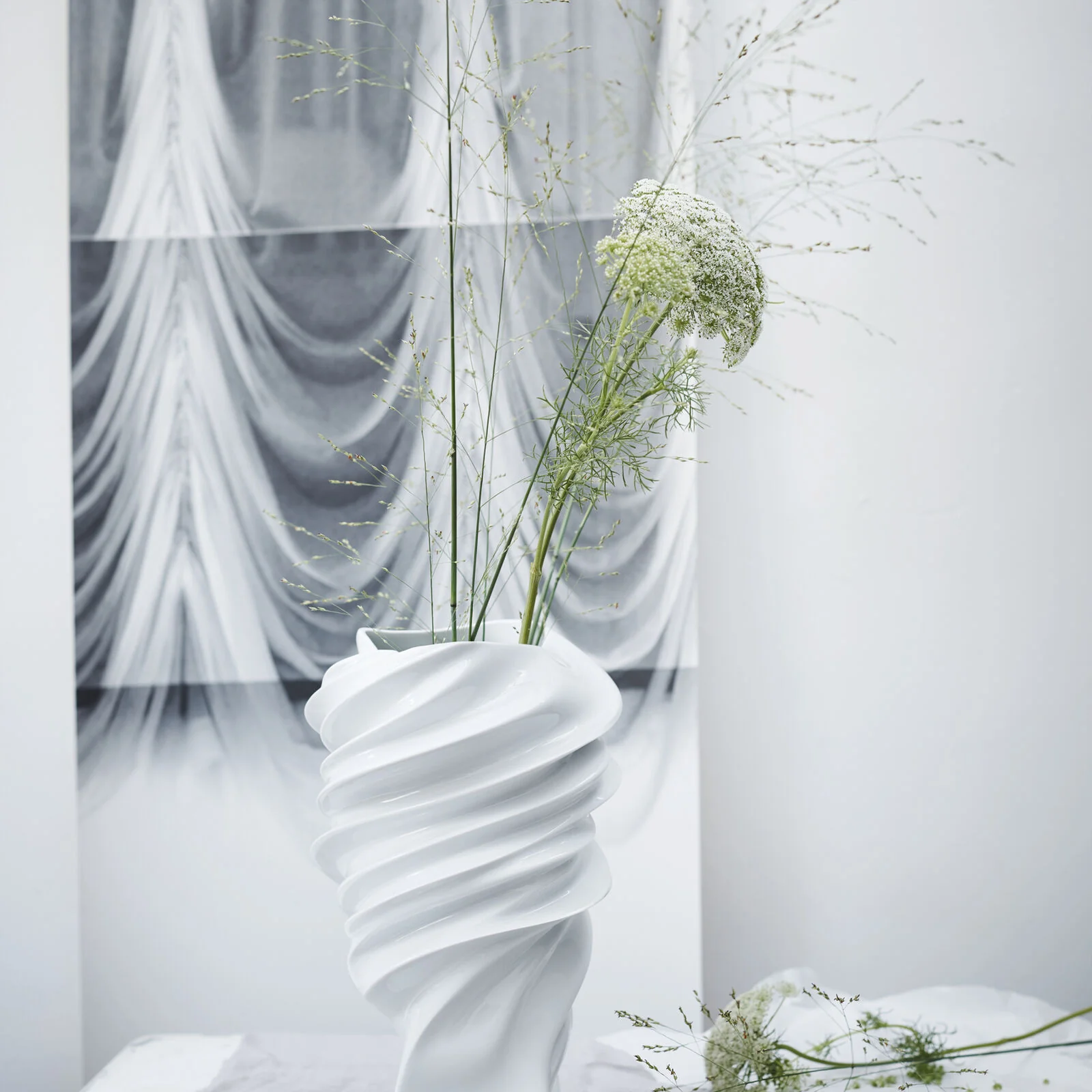 ROSENTHAL Squall Vaso di Fiori 32cm Porcellana Bianco - Image 5