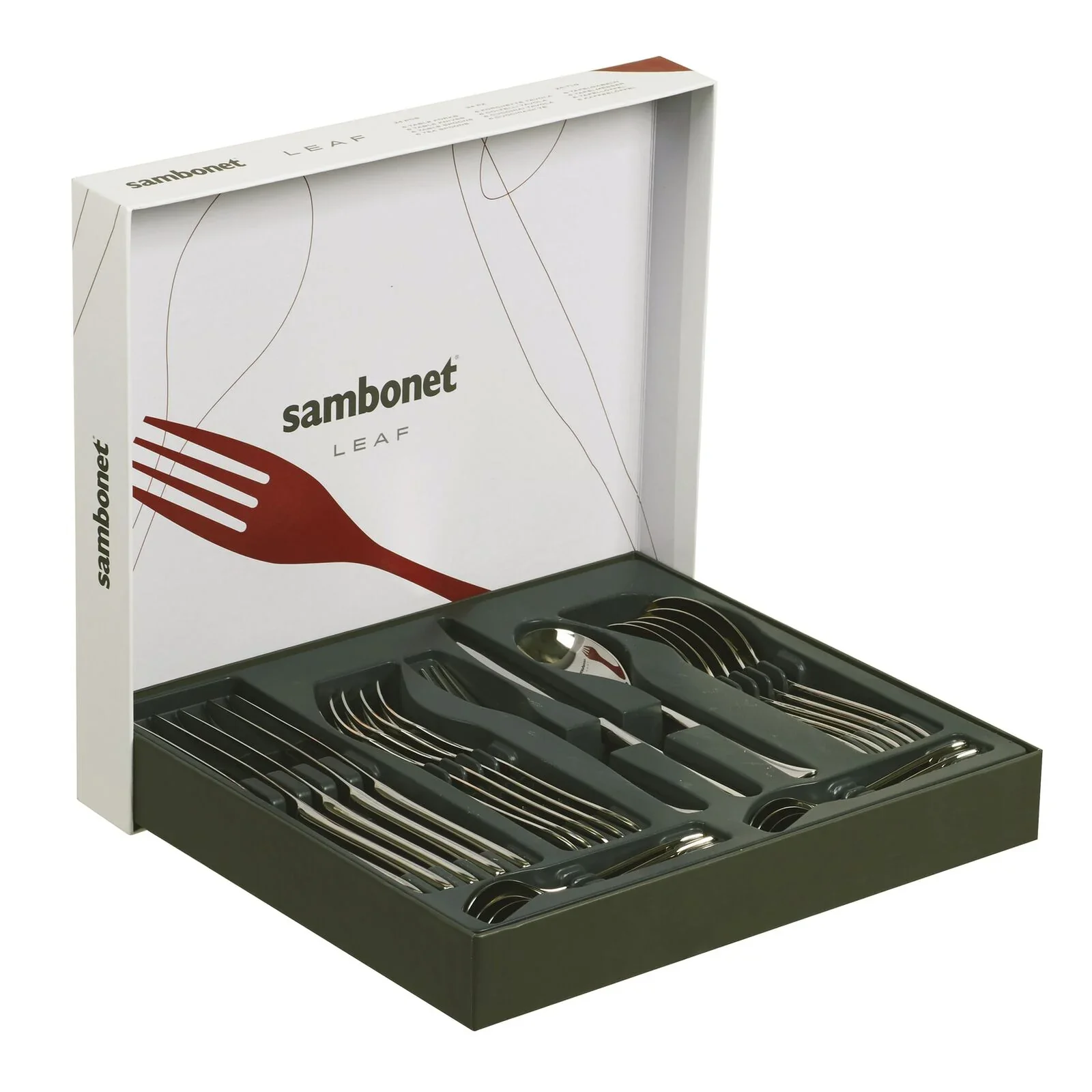 SAMBONET Leaf Servizio Tavola Posate 24 Pezzi Acciaio Inox - Image 7