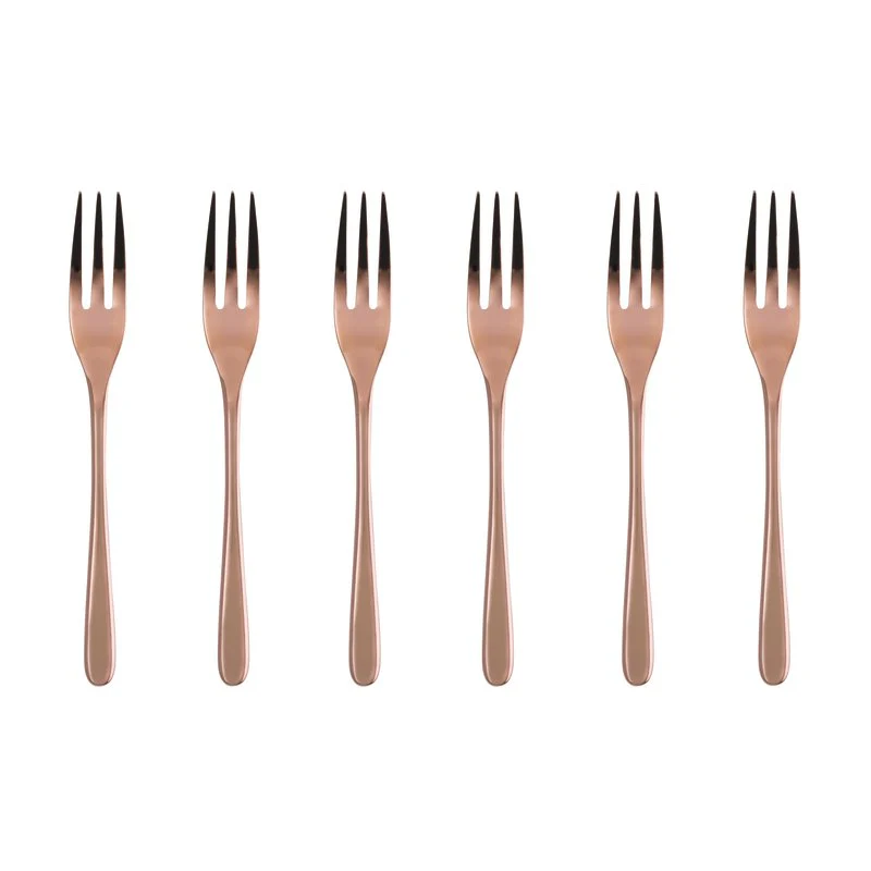SAMBONET Taste Posate Forchette Dolce Set 6 Pezzi Rame Lucido PVD Acciaio Inox
