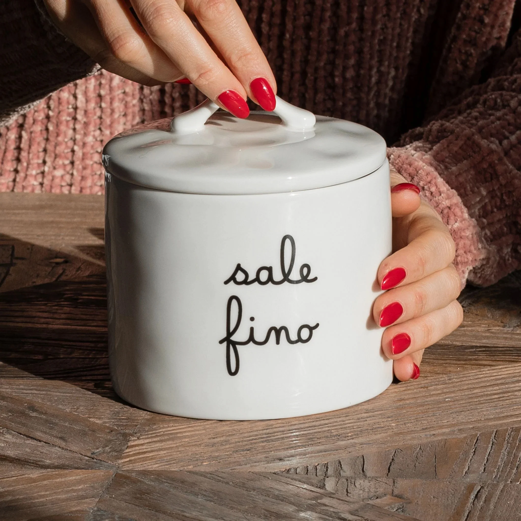 SIMPLE DAY Barattolo Contenitore Sale Fino 13x12cm Gres - Image 2