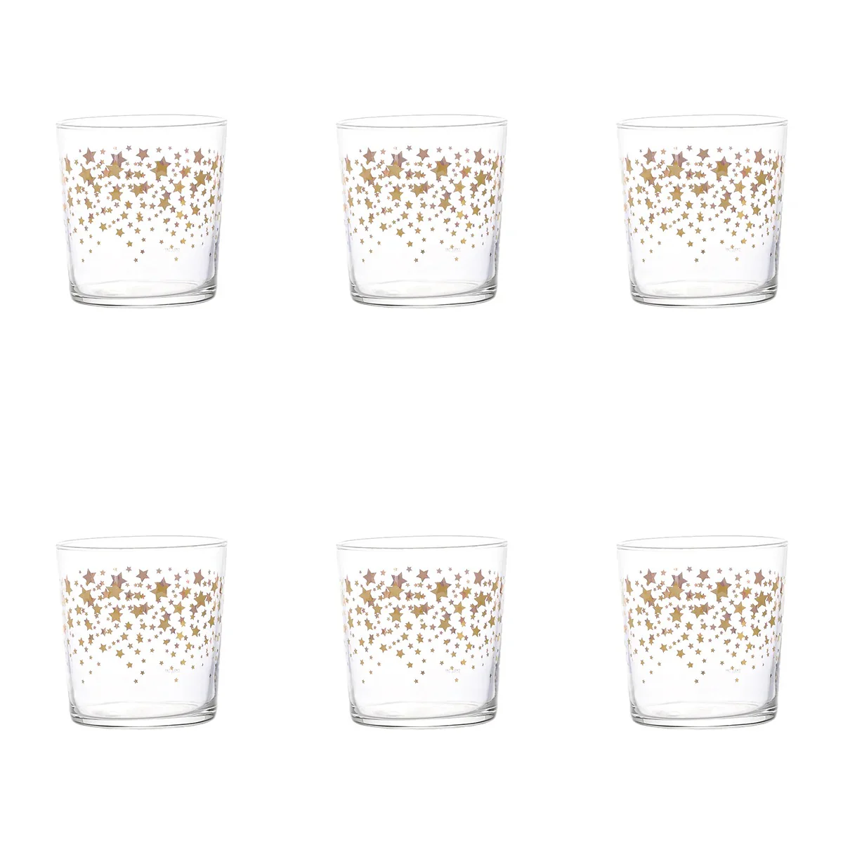 SIMPLE DAY Set 6 Bicchieri Stelle di Natale 350ml Oro Vetro