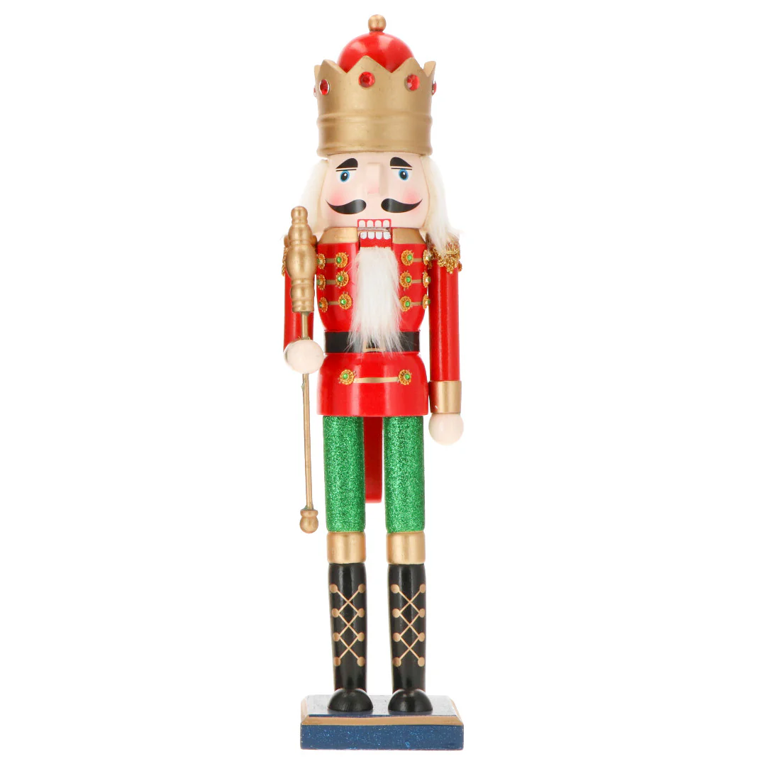 TIMSTOR - Schiaccianoci Soldatino Nutcracker con Scettro 43cm Legno Decorazione Natalizia - Image 2