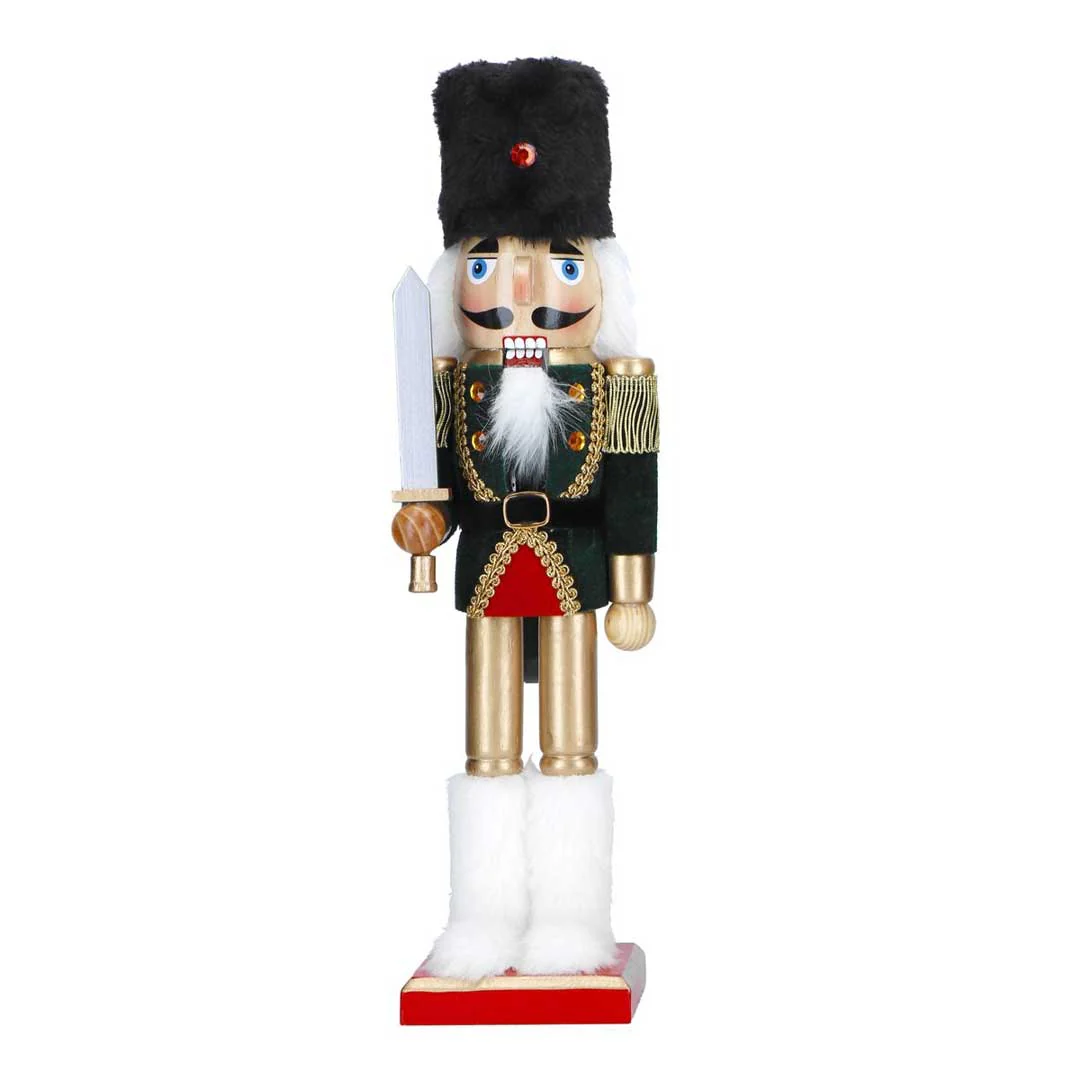 TIMSTOR Soldatino Schiaccianoci di Natale con Spada 38cm in Legno