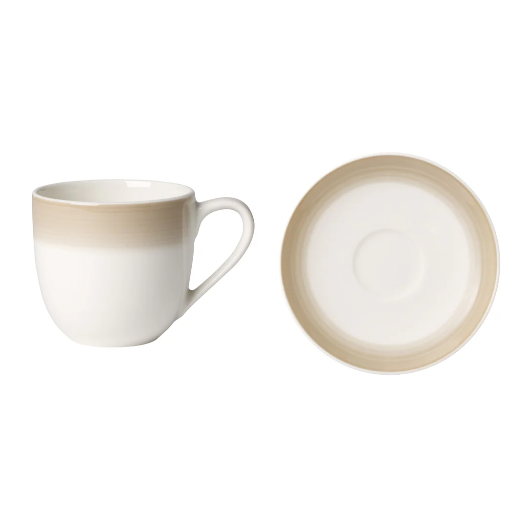VILLEROY & BOCH Colourful Life Natural Cotton Tazza Caffè Espresso Moka con Piattino Set 6 Pezzi Porcellana