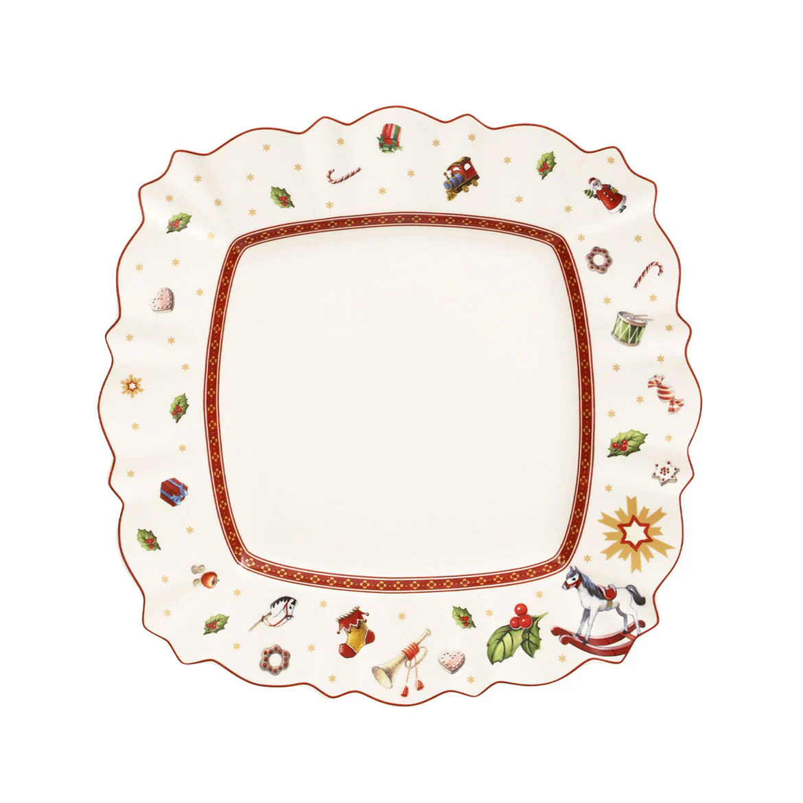 VILLEROY & BOCH Toy's Delight Piatto Piano Quadrato Bianco 28cm Tavola Natale