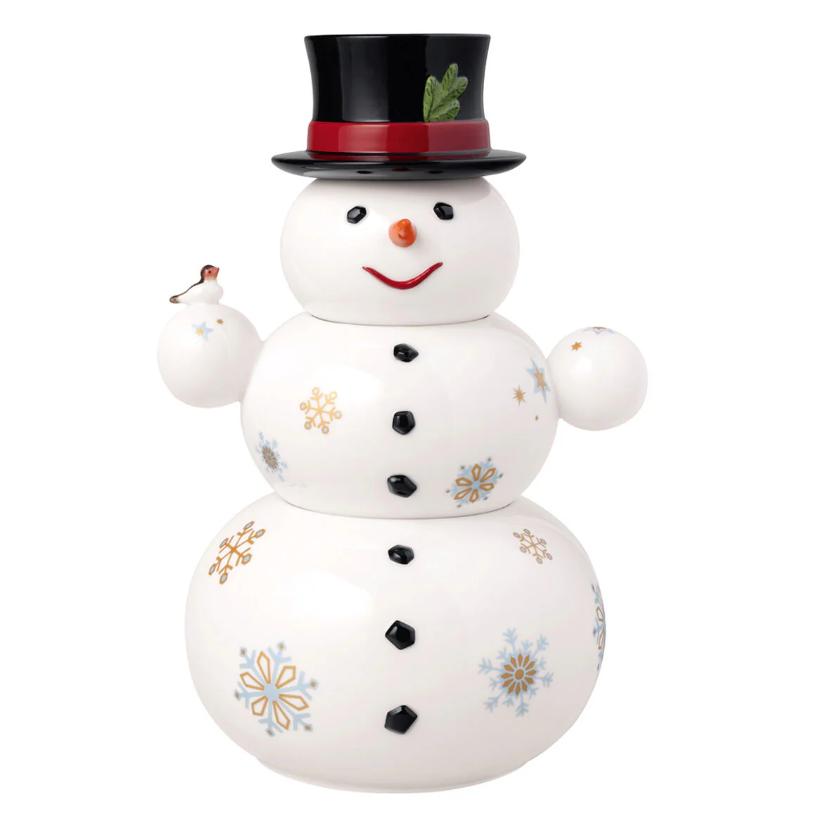 VILLEROY & BOCH Toys Memory Barattolo Pupazzo di Neve 8x15cm Porcellana Decorazione Natalizia
