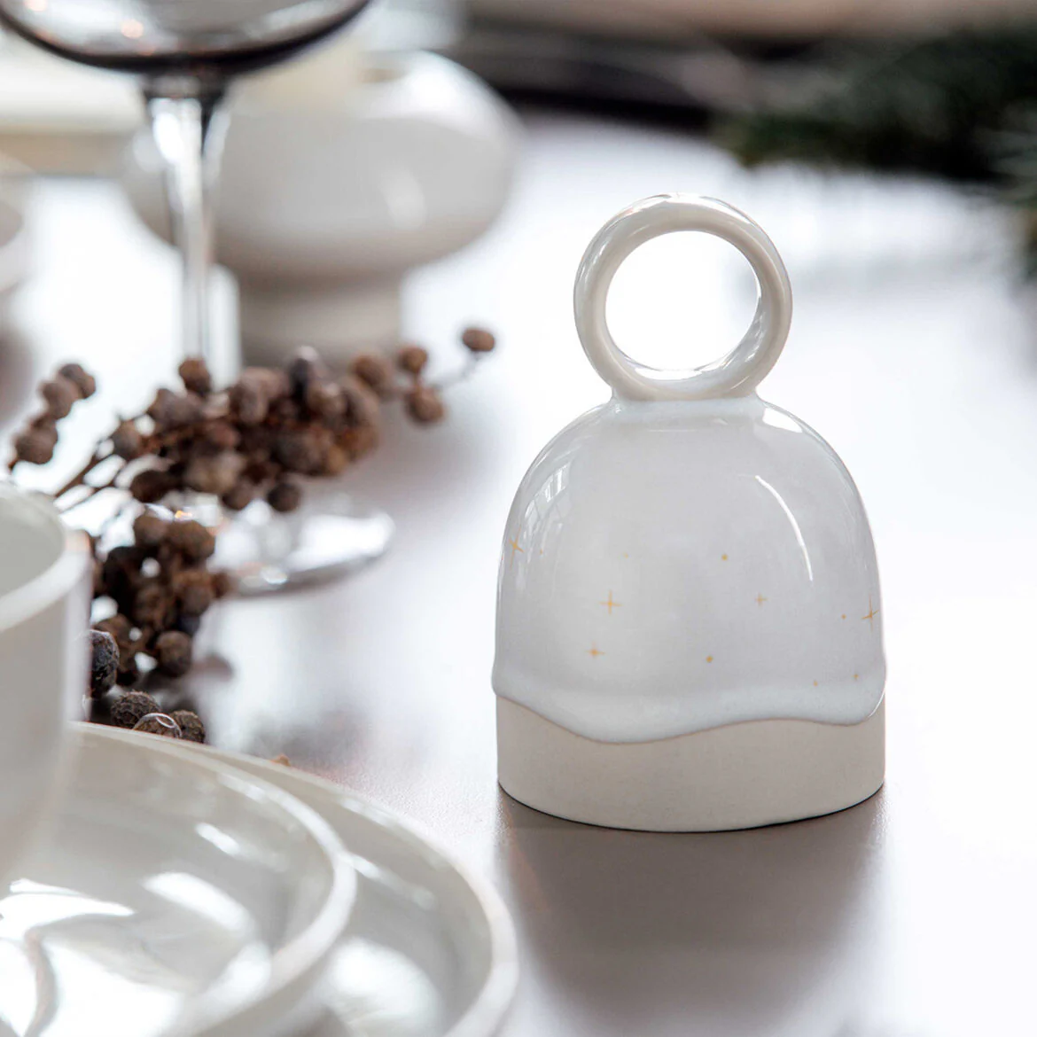 VILLEROY & BOCH Winter Glow Campana Campanella 10cm Porcellana Decorazione Natalizia - Image 5