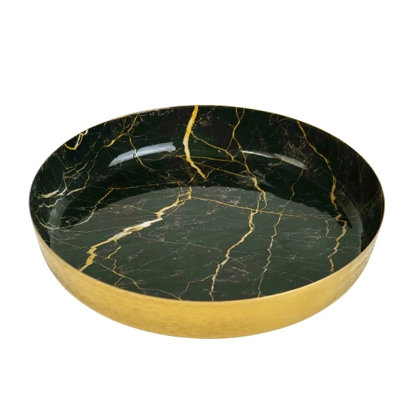 WERNS Ciotola Coppa Centrotavola Marble 36cm Verde con Venature Oro - Image 2