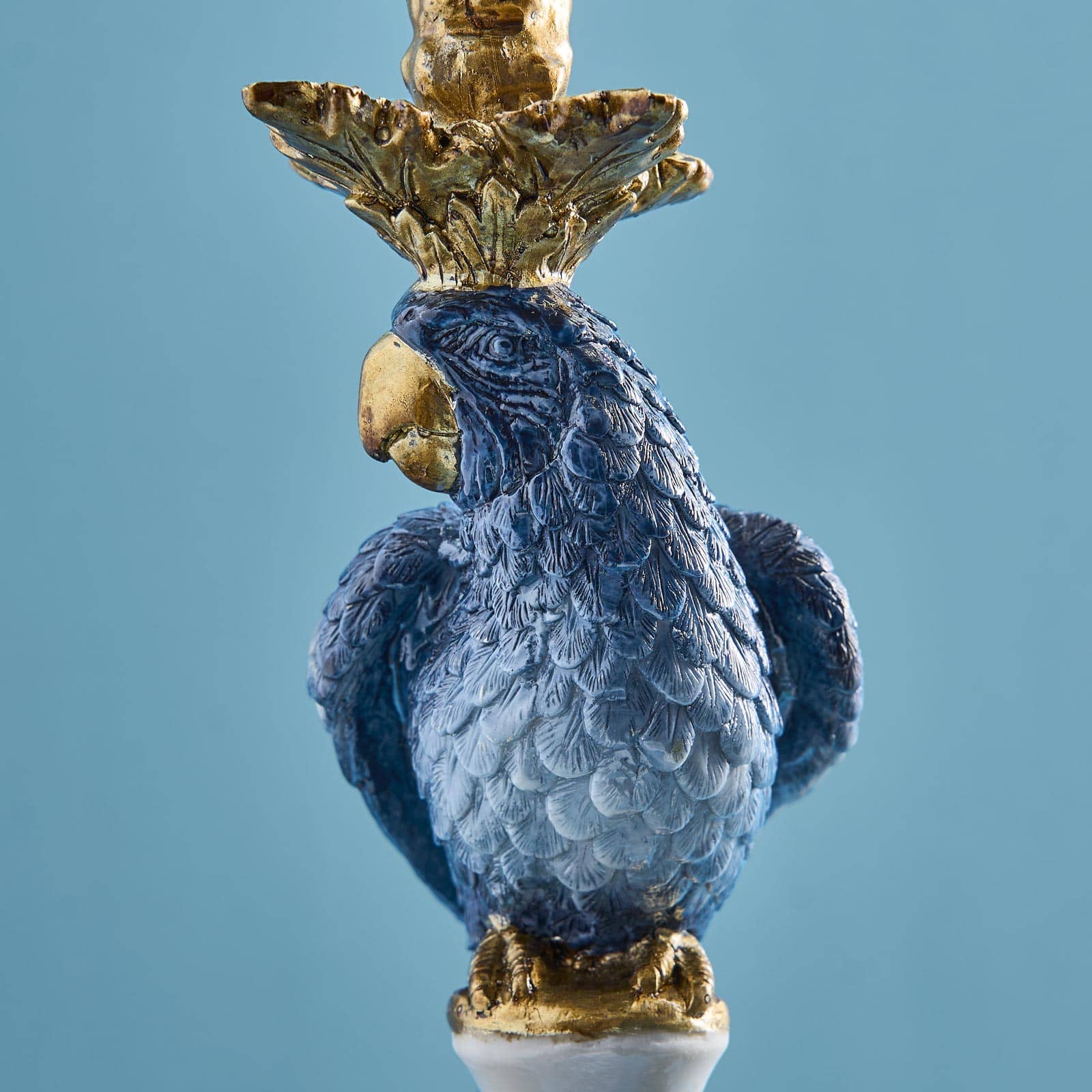 WERNS Candelabro Portacandele Pappagalli Set 2 Pezzi 39,5cm Blu Poliresina e Metallo - Image 5
