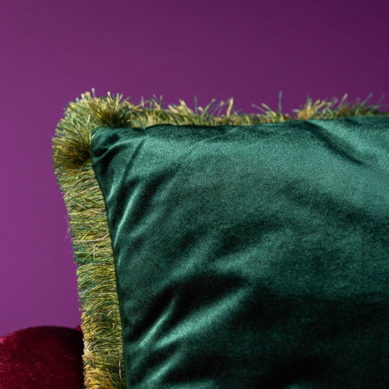 WERNS Cuscino Tipo Velluto con Frange 45x45cm Verde Petrolio - Image 2