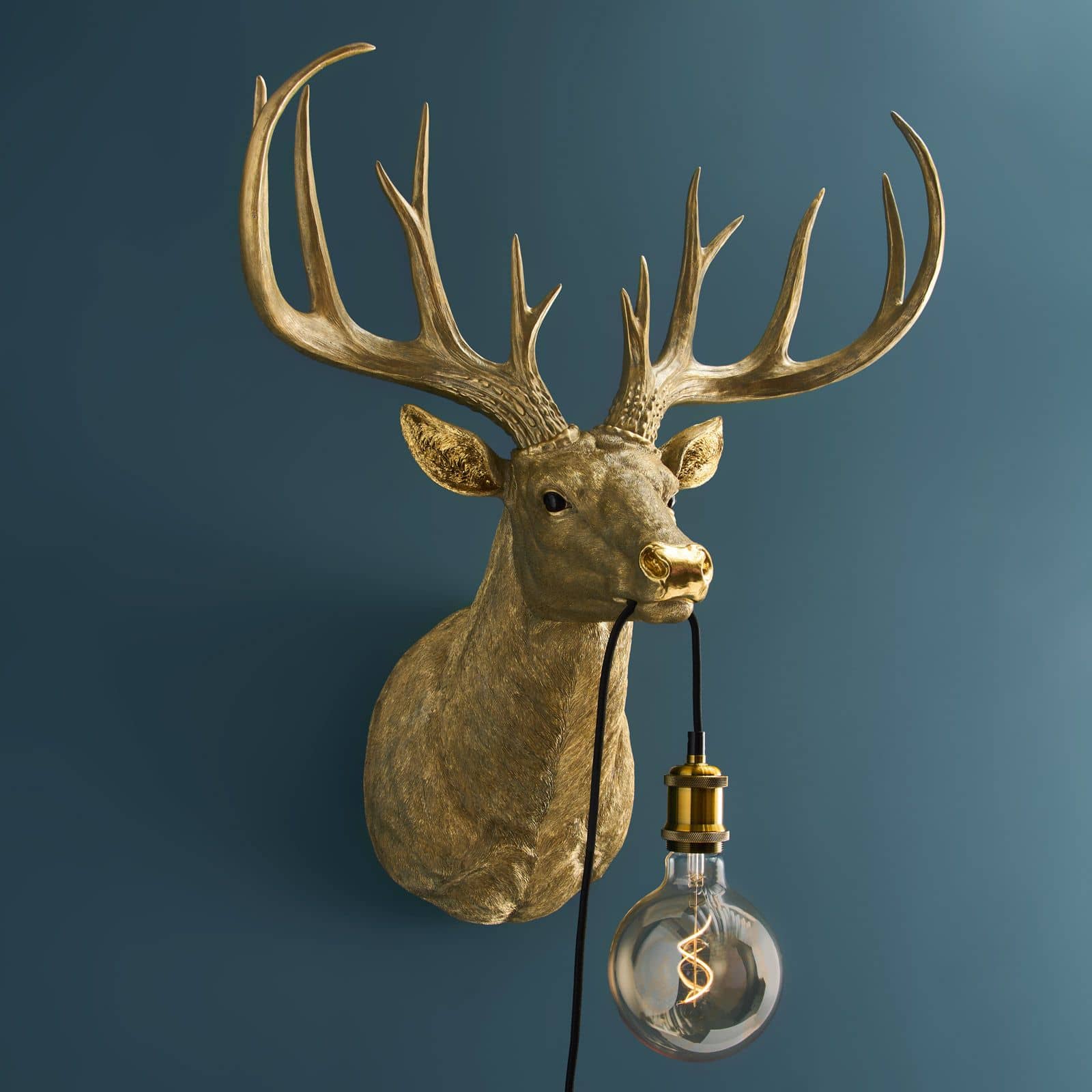 WERNS Lampada da Parete Parete Applique Cervo Harry 57,5x73,5cm Oro Poliresina - Image 4