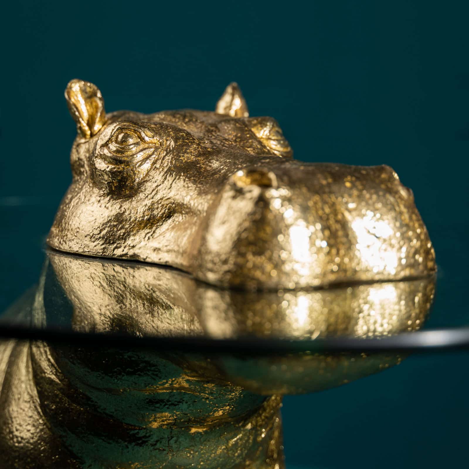 WERNS Tavolino da Caffè Ippopotamo Patty Potamus 45x64cm Oro Resina - Image 3