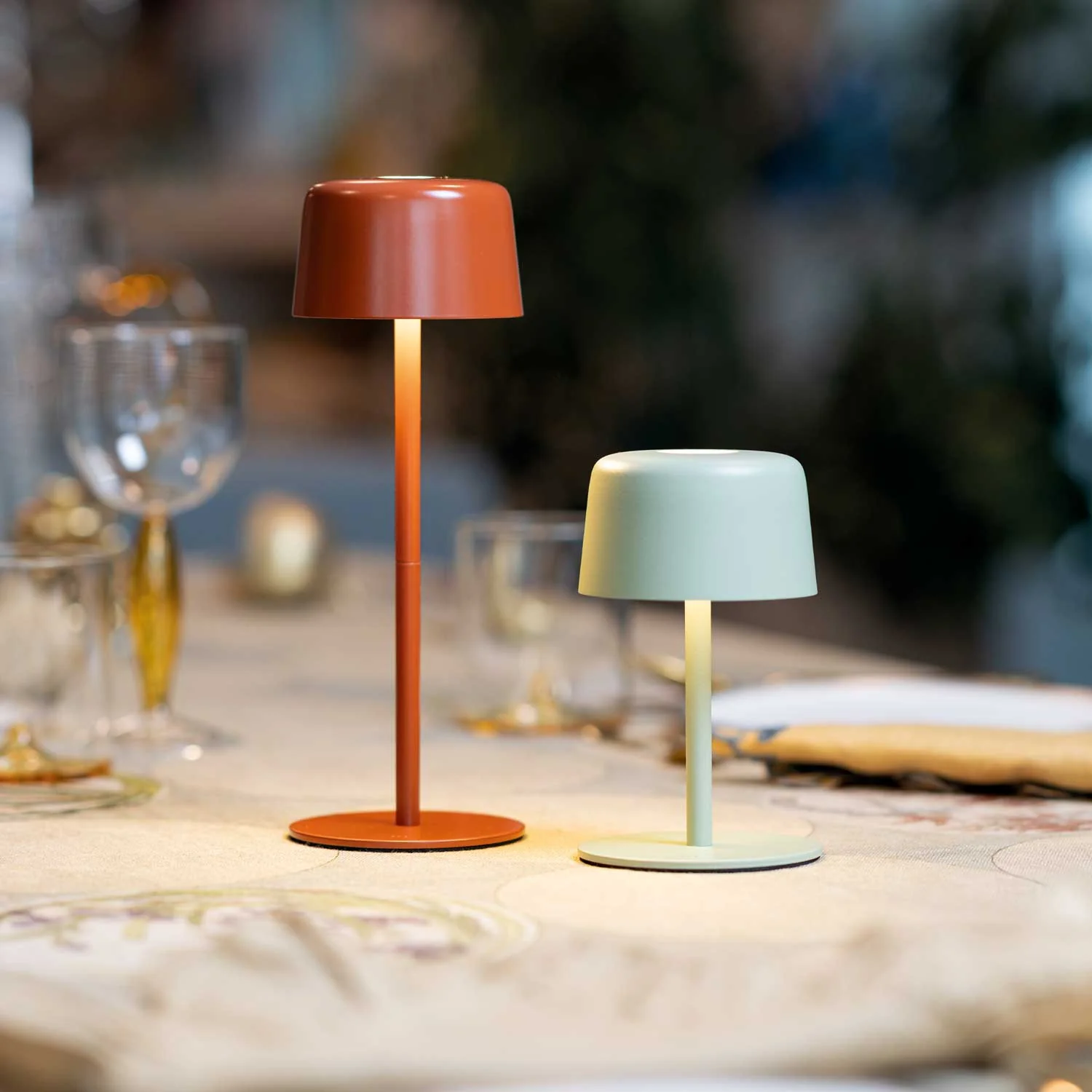ZAFFERANO Ailati 1+1 Lampada da Tavolo Ricaricabile LED 25/14cm Terracotta in Metallo - Image 3