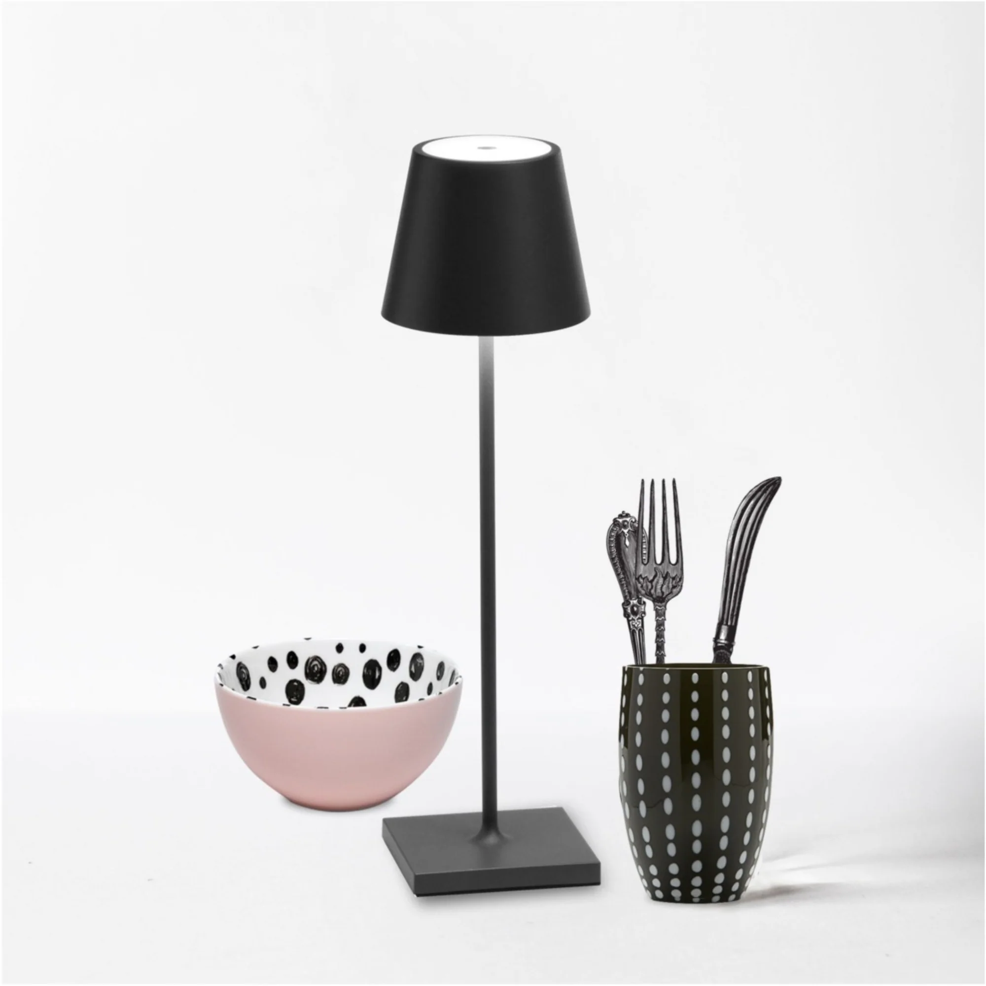 ZAFFERANO Poldina PRO Lampada da Tavolo 38cm LED Grigio Scuro Ricaricabile Senza Fili Alluminio - Image 3
